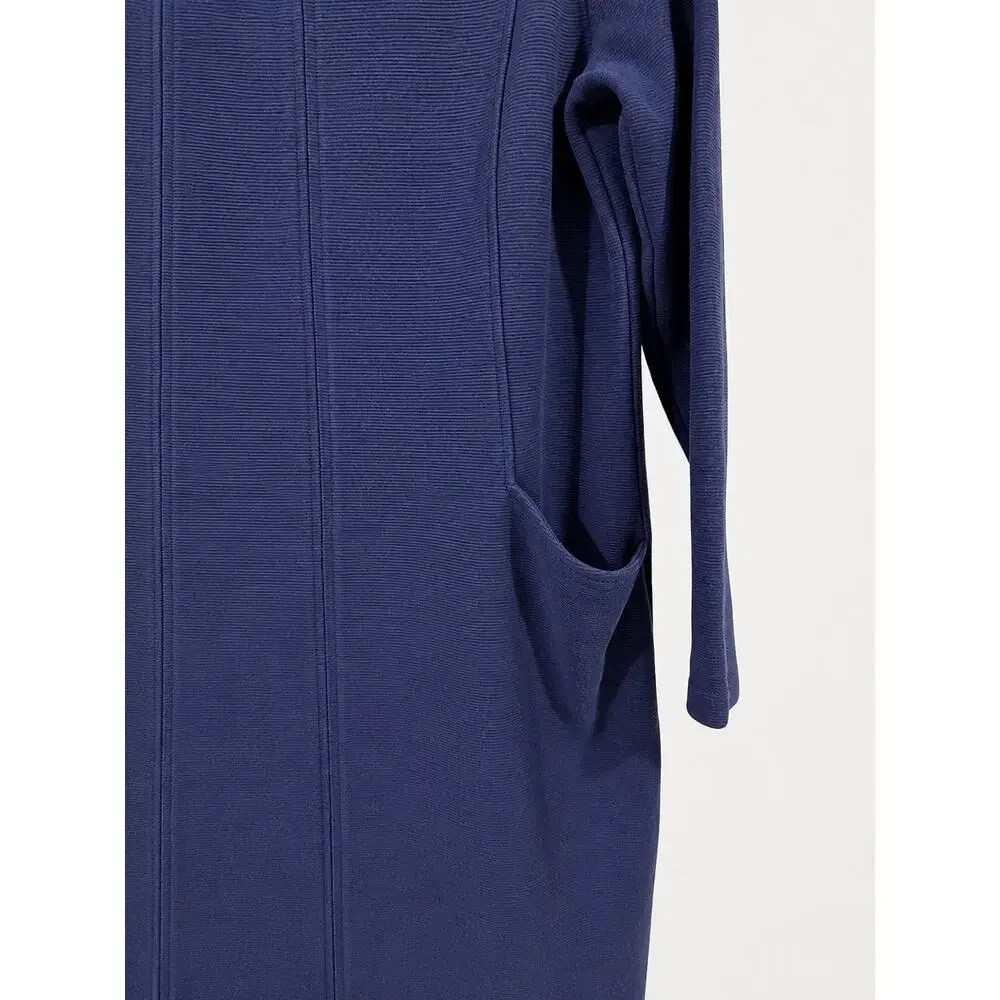 Boden Ellen Ottoman Dress Women Size 12 Regular Navy Ribbed Shift Pockets Preppy